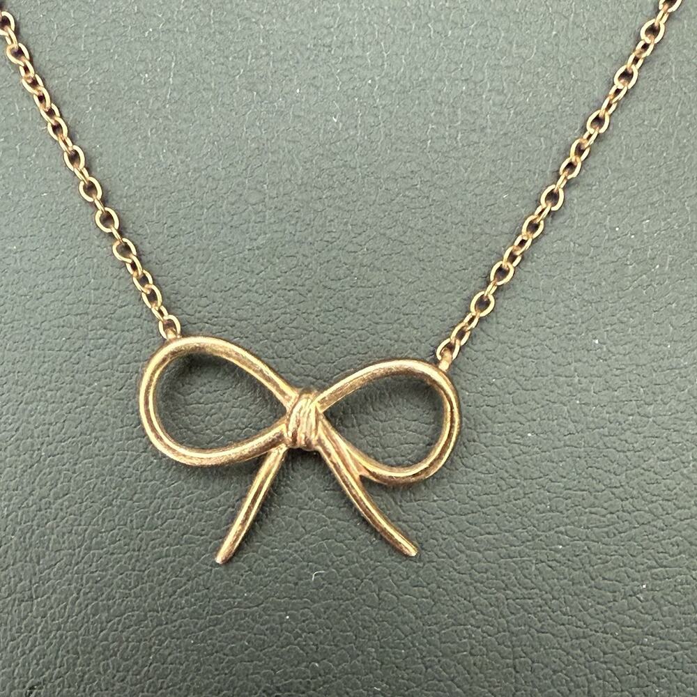 Lovely Dainty Bow Necklace Made in 925 Sterling Silver With Rose Gold Wash 16”